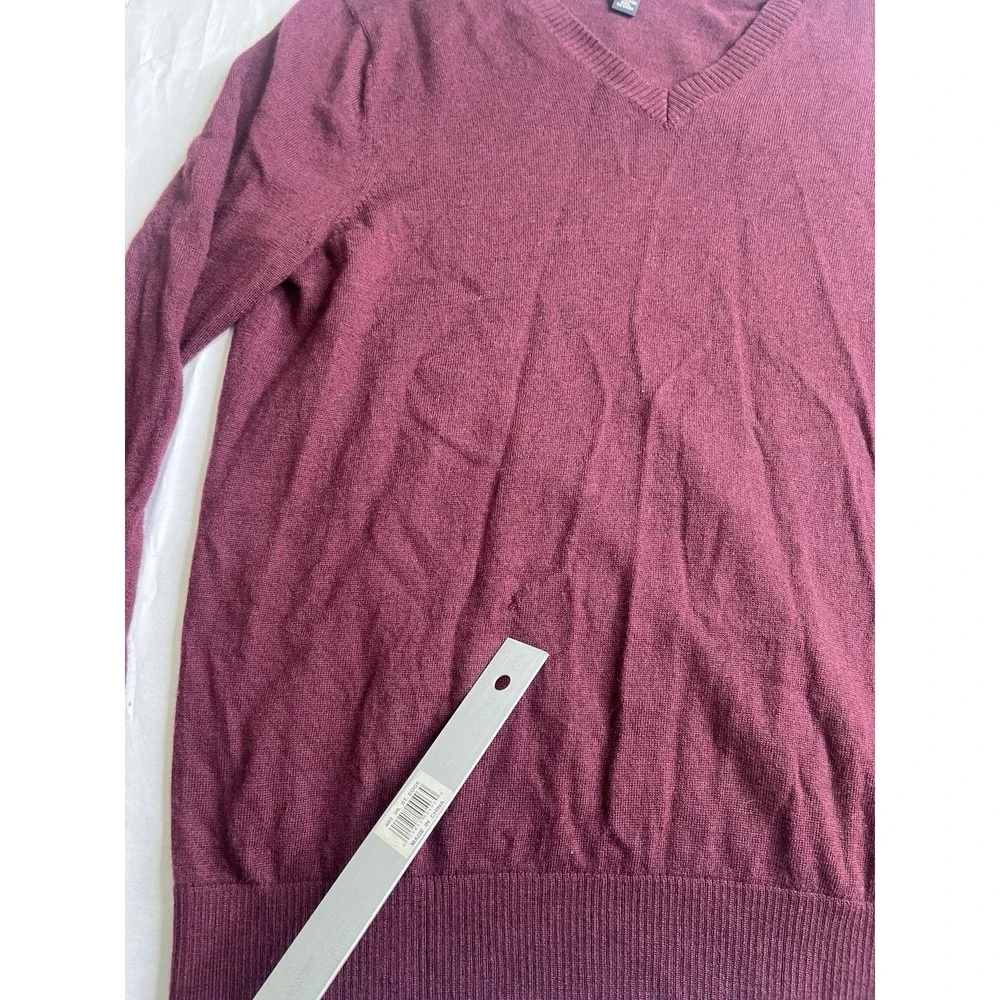 Banana Republic Sweater Mens L Burgundy Extra Fine‎ Merino 100% Wool V Neck